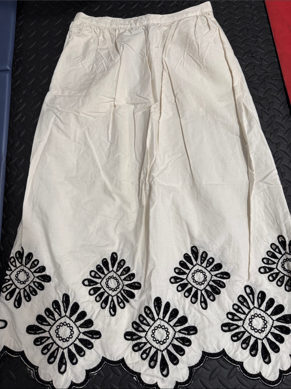 Universal Thread White Maxi Skirt with Black Embroidered Hem